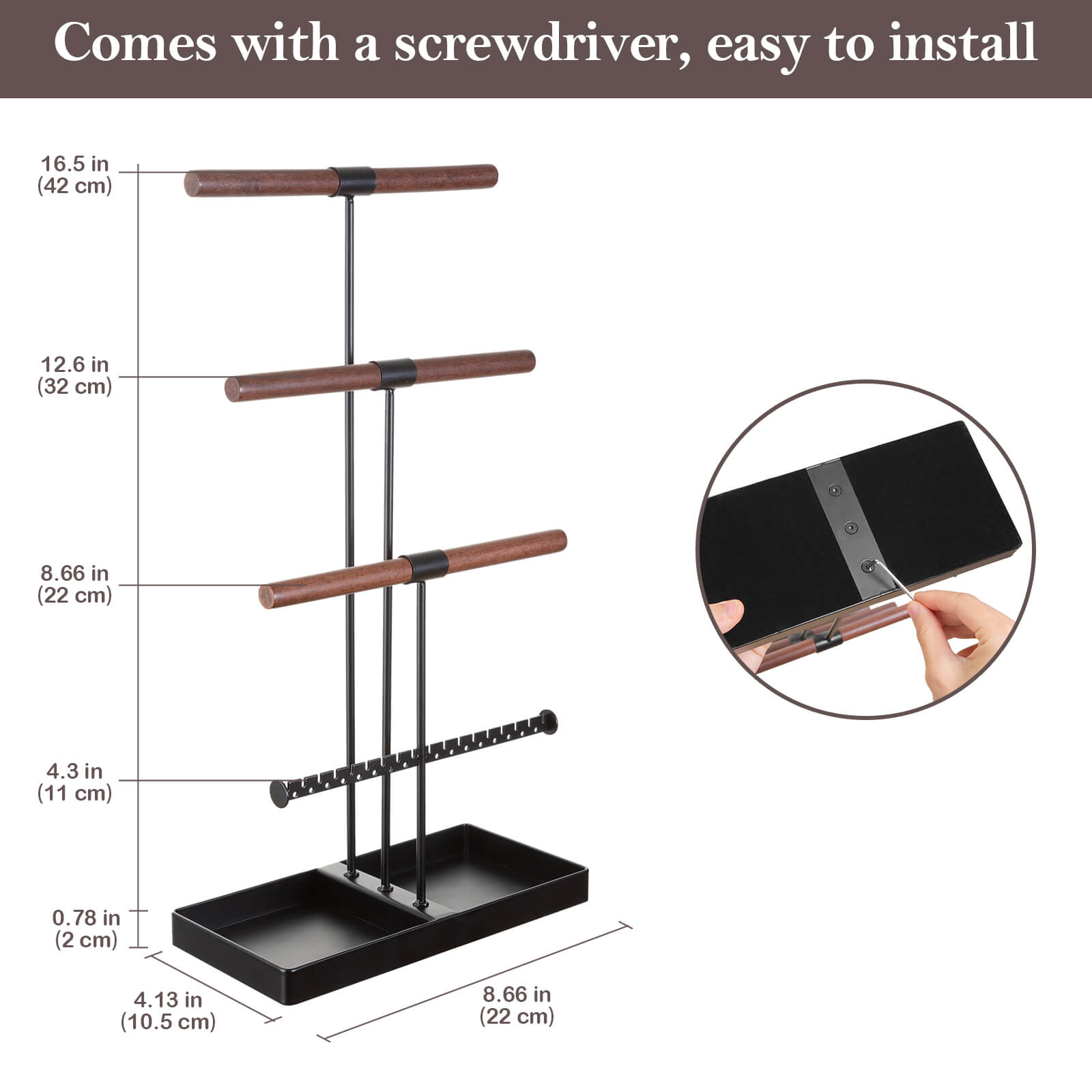 Jewelry Holder with Metal Tray (4 Tier)