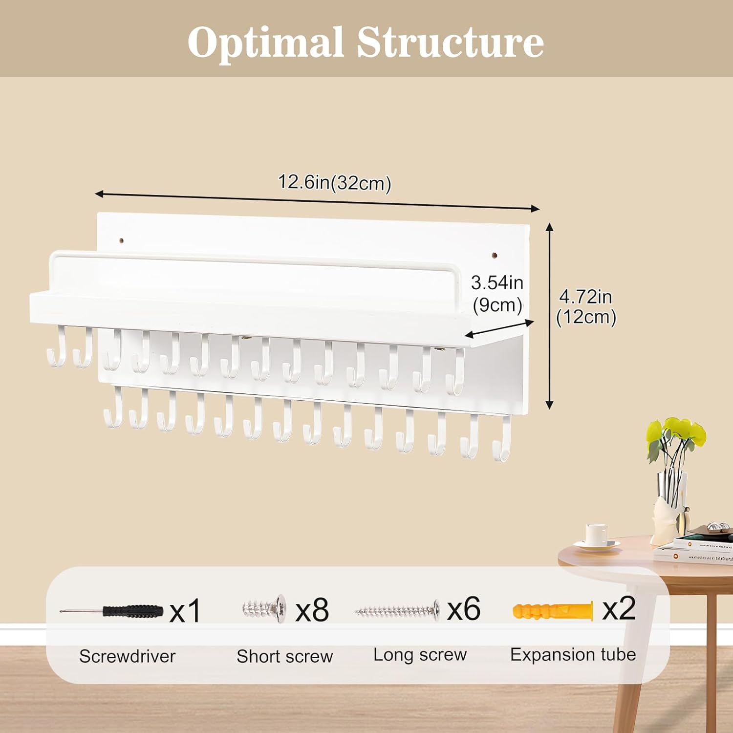 Wall Mounted Jewelry Organizer with 30 Hooks