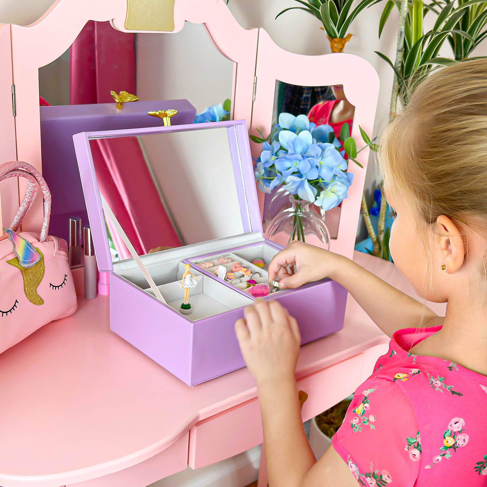 Musical Jewelry Box with Spinning Ballerina for Girls