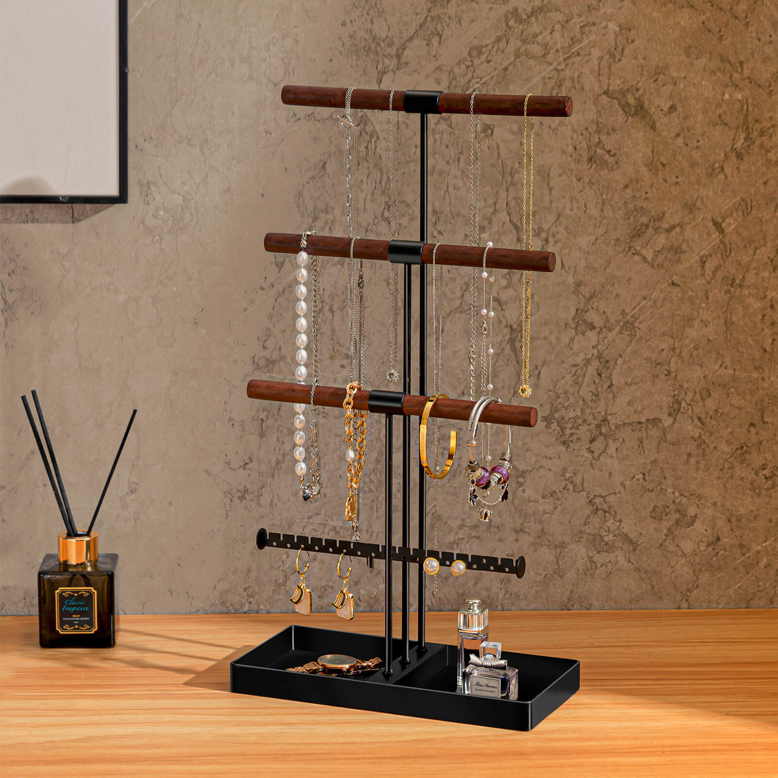 Jewelry Holder with Metal Tray (4 Tier)