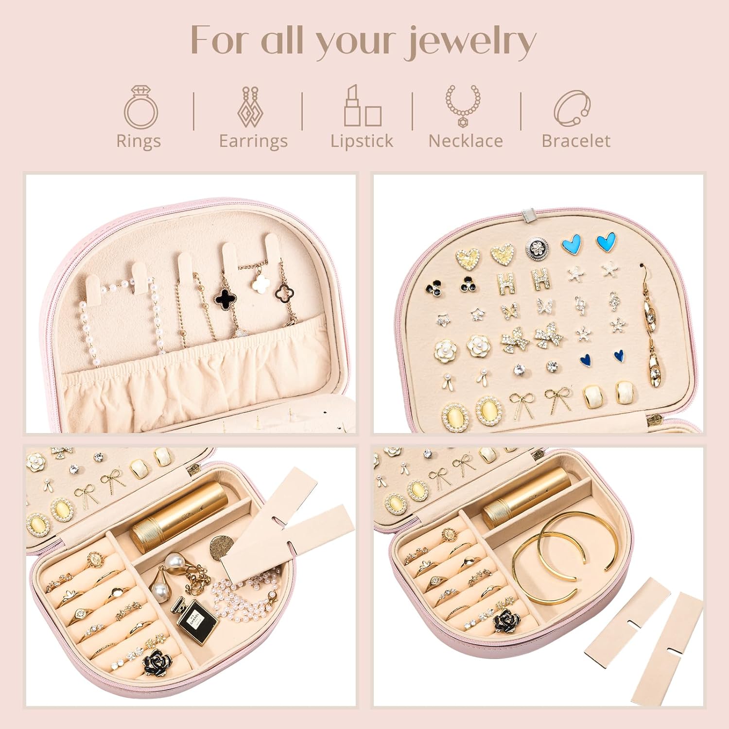 Personalized Travel Jewelry Case with Initial