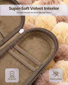 khaki brown hard EVA double sunglasses case for two pairs showing close-up feature details