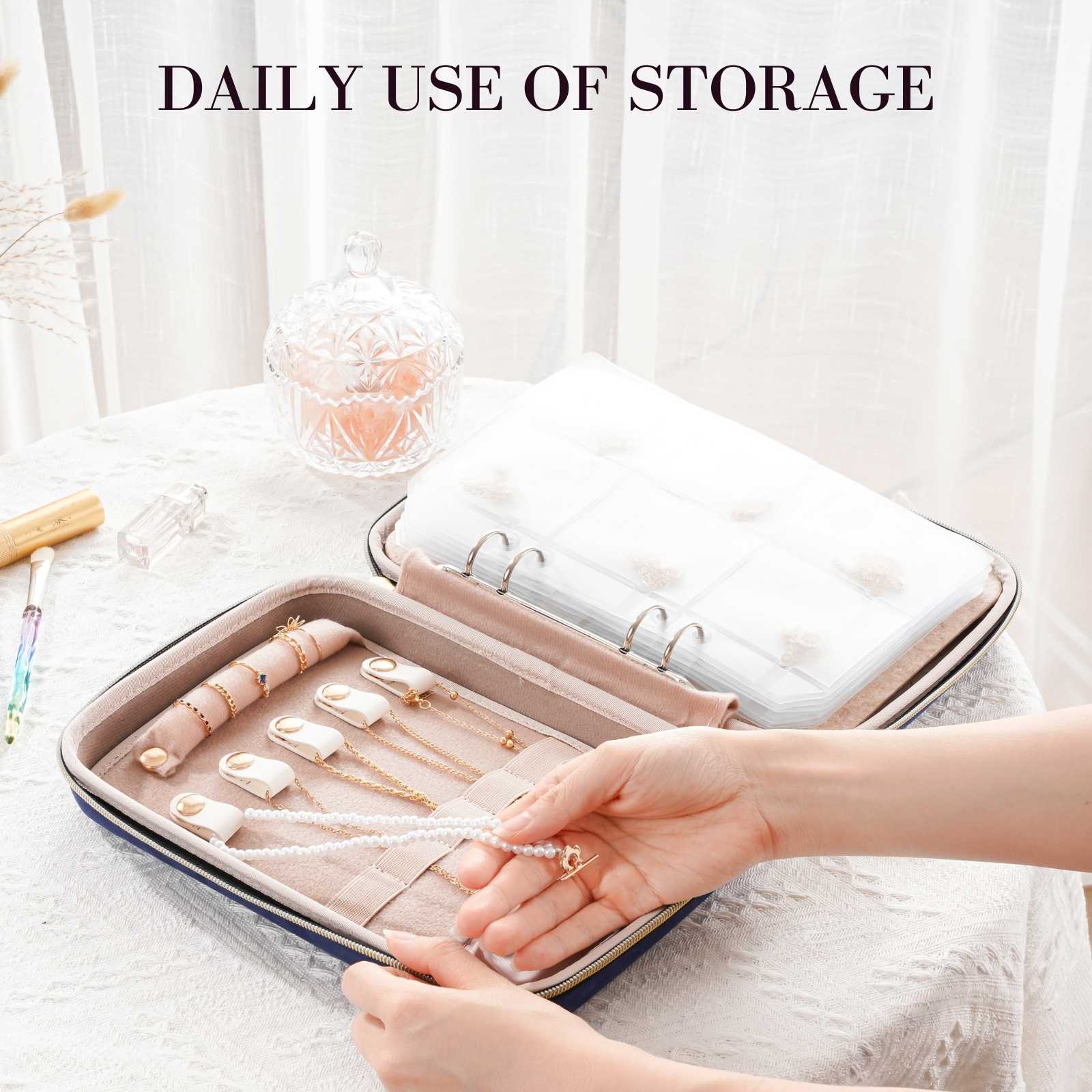 Large Travel Zippered Jewelry Organizer Case