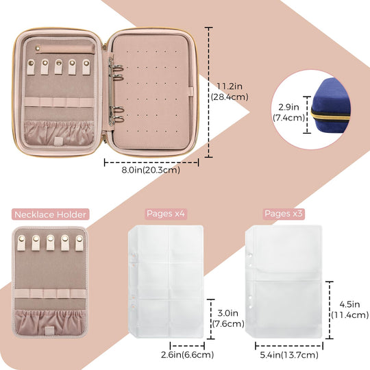 Large Travel Zippered Jewelry Organizer Case