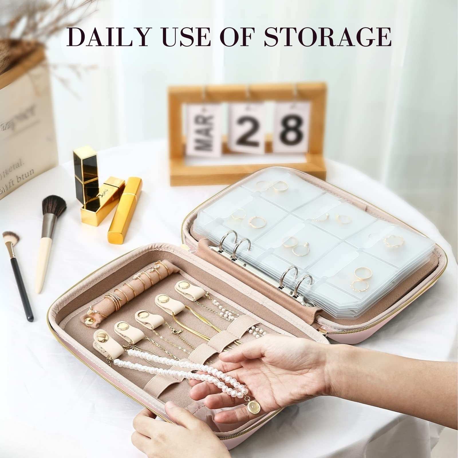 Large Travel Zippered Jewelry Organizer Case