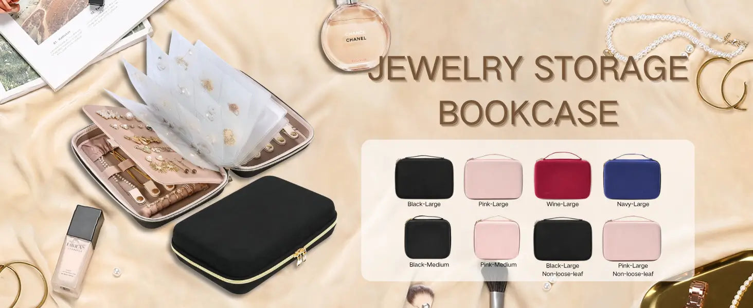 Large Travel Zippered Jewelry Organizer Case