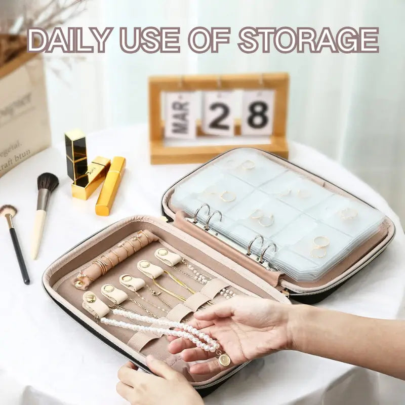 Large Travel Zippered Jewelry Organizer Case