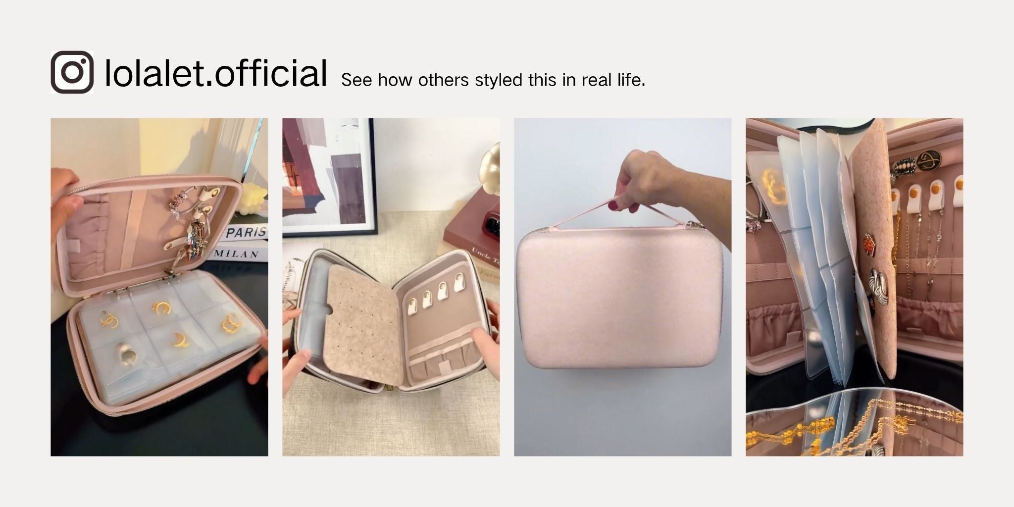 Large Travel Zippered Jewelry Organizer Case