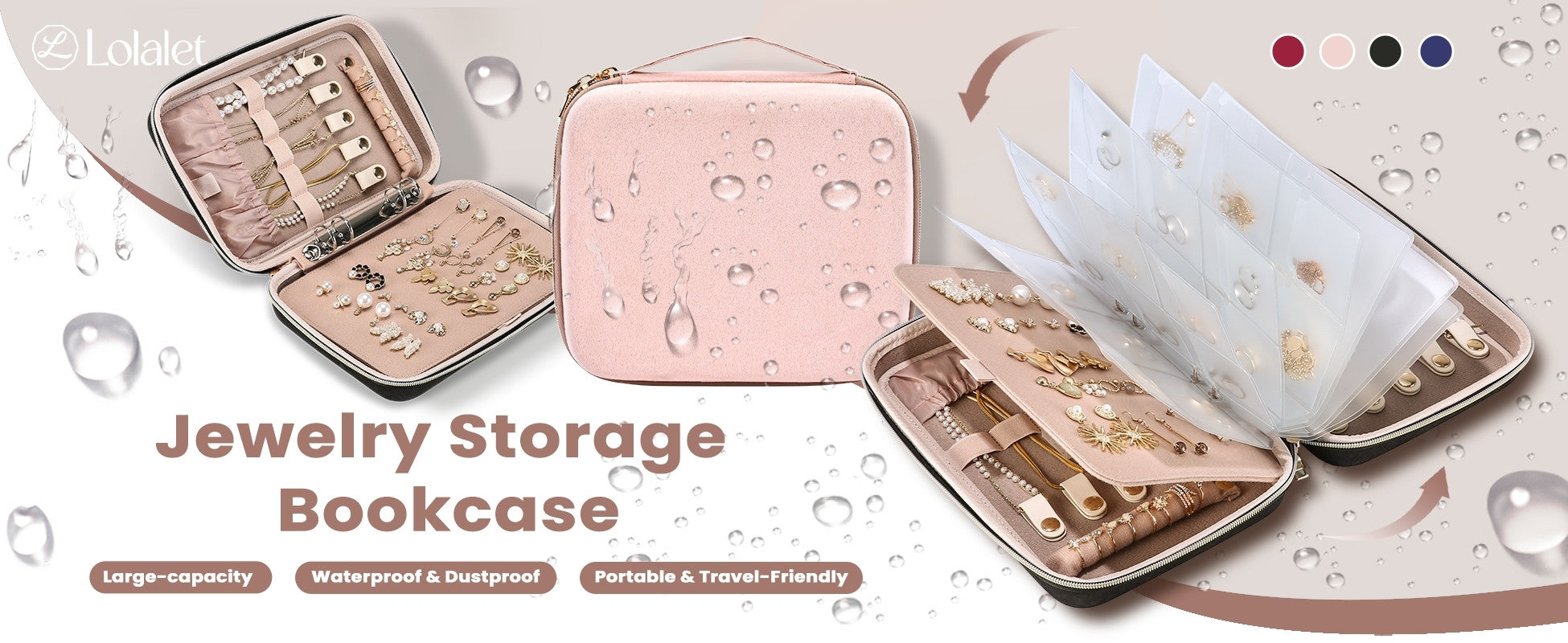 Large Travel Zippered Jewelry Organizer Case