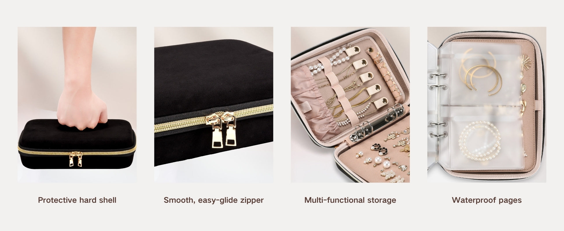Large Travel Zippered Jewelry Organizer Case