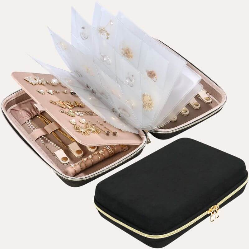 Large Travel Zippered Jewelry Organizer Case