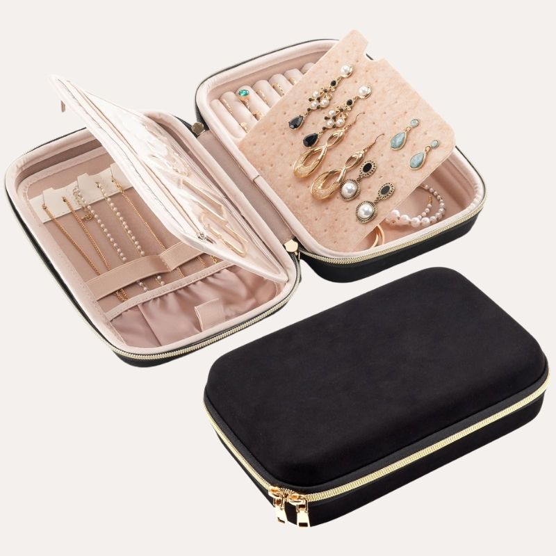 Large Travel Zippered Jewelry Organizer Case