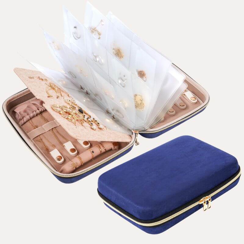 Large Travel Zippered Jewelry Organizer Case