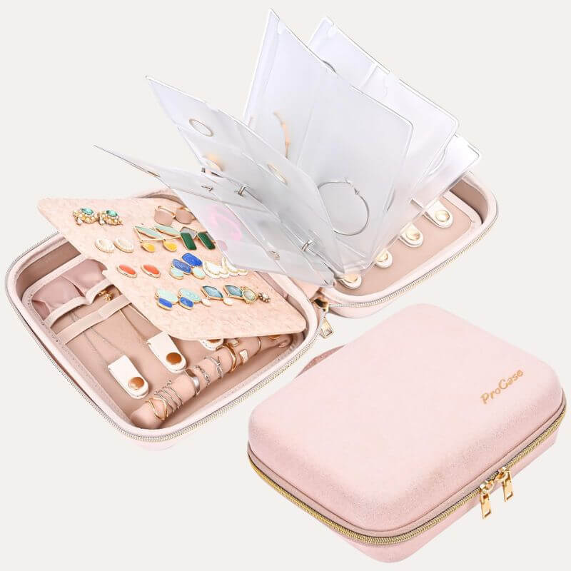 Large Travel Zippered Jewelry Organizer Case