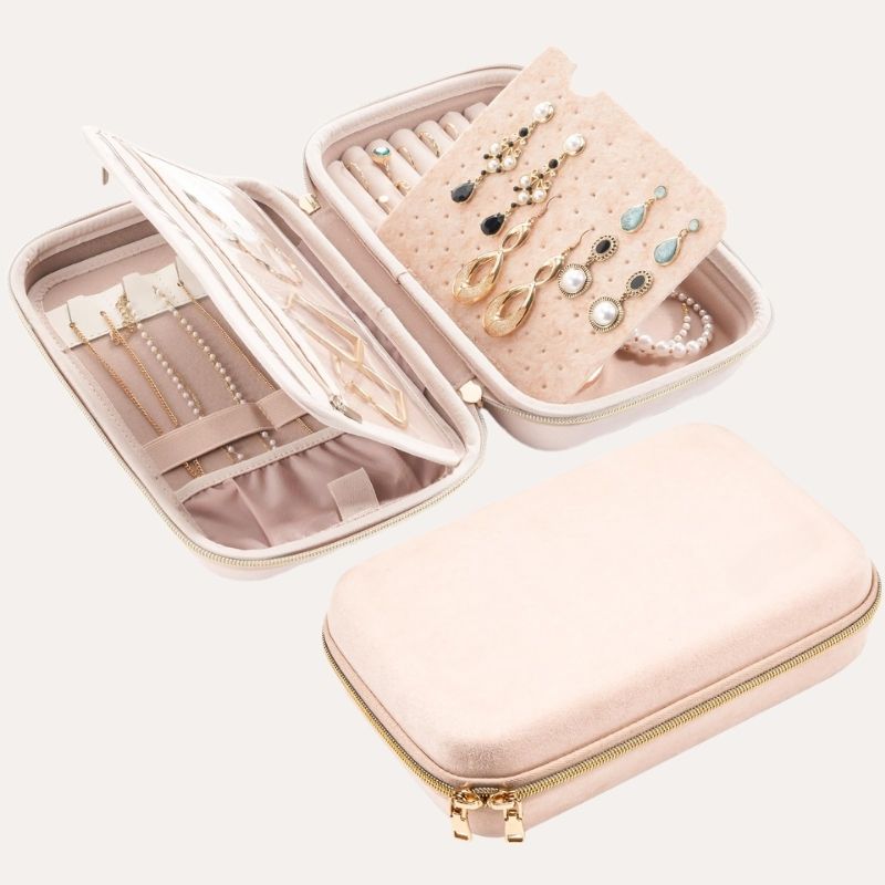 Large Travel Zippered Jewelry Organizer Case