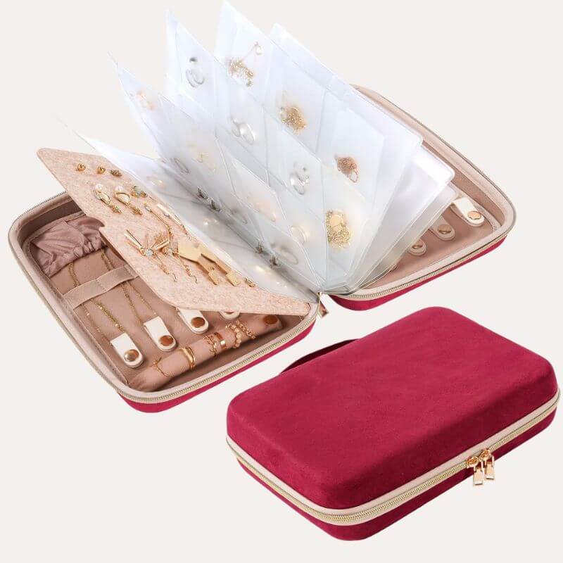 Large Travel Zippered Jewelry Organizer Case