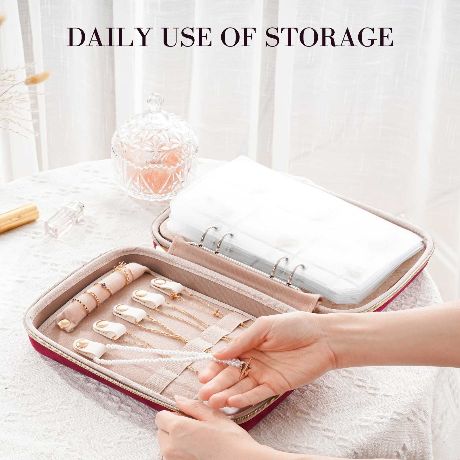 Large Travel Zippered Jewelry Organizer Case