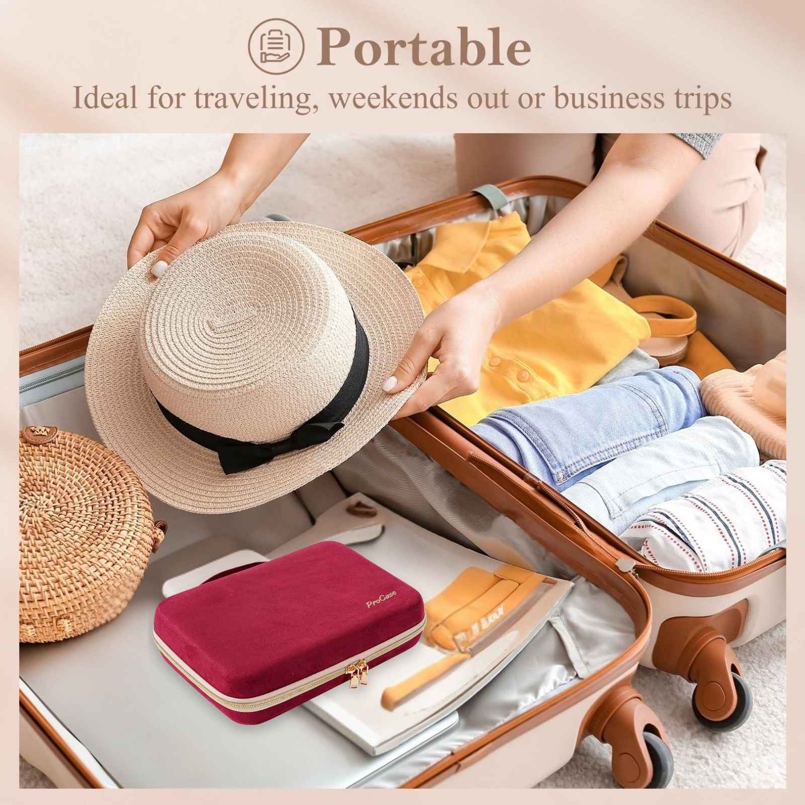 Large Travel Zippered Jewelry Organizer Case