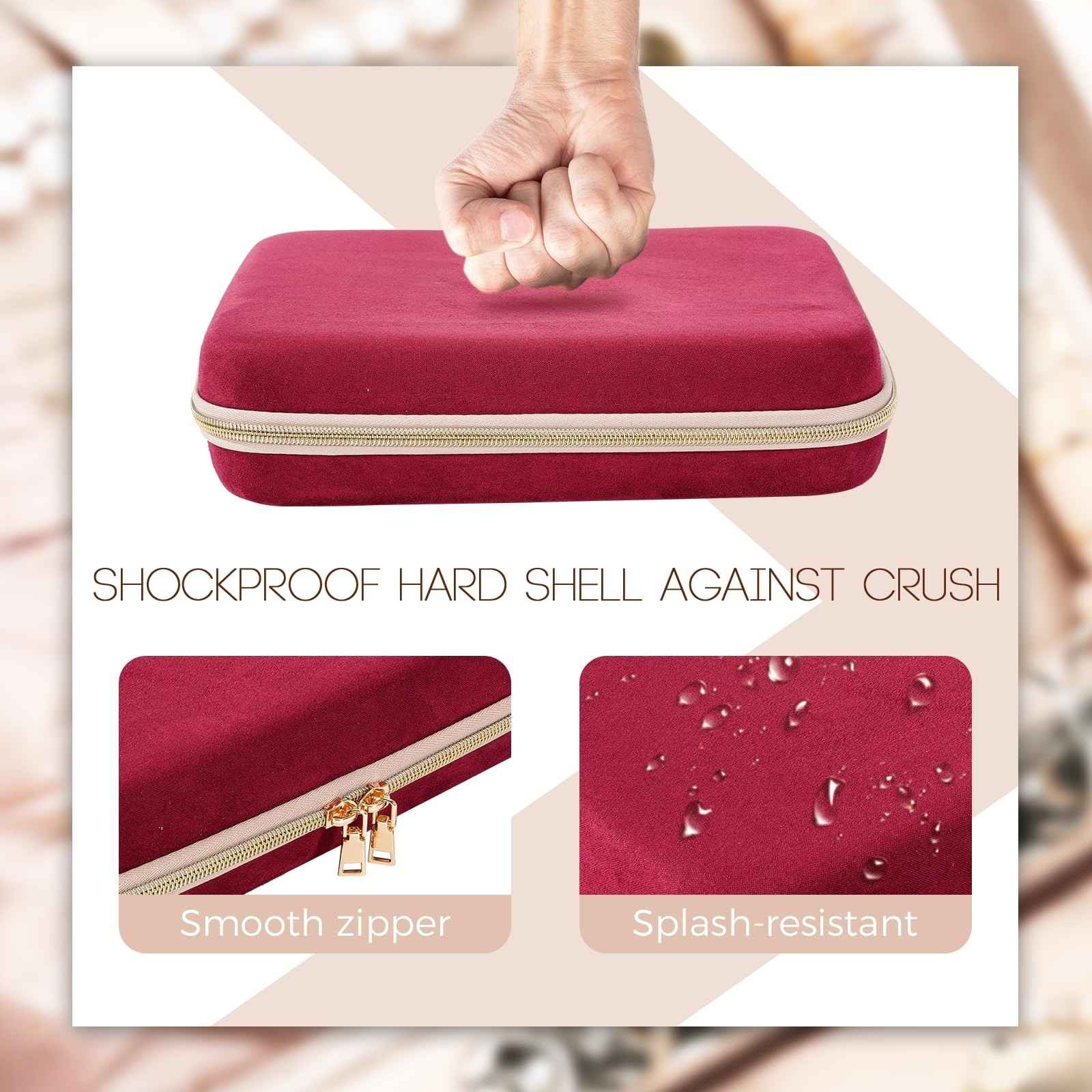 Large Travel Zippered Jewelry Organizer Case