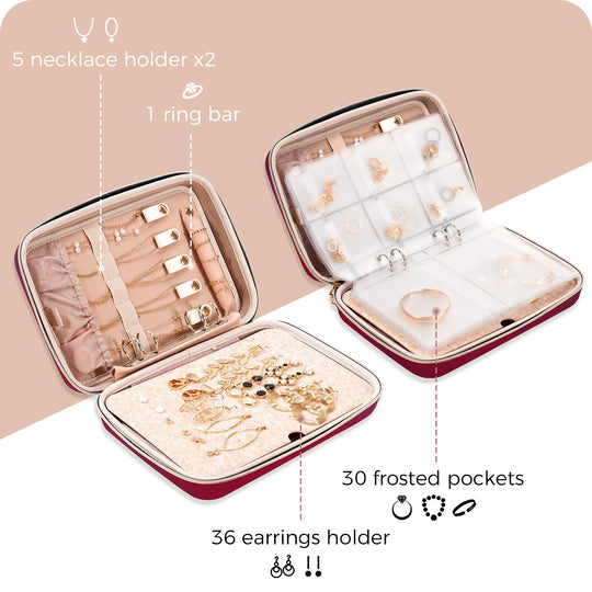 Large Travel Zippered Jewelry Organizer Case