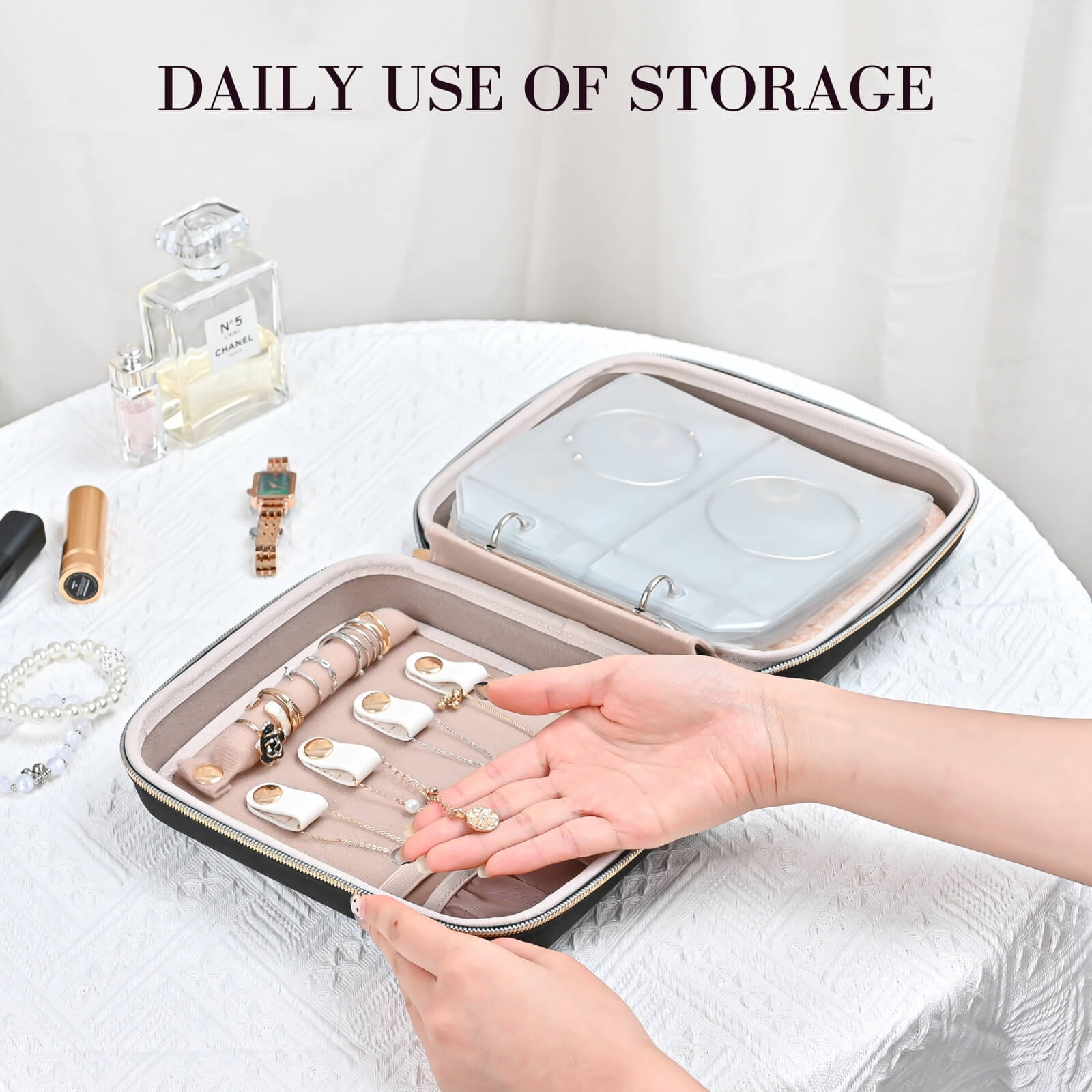 Large Travel Zippered Jewelry Organizer Case