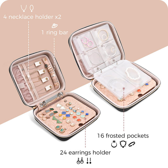 Large Travel Zippered Jewelry Organizer Case