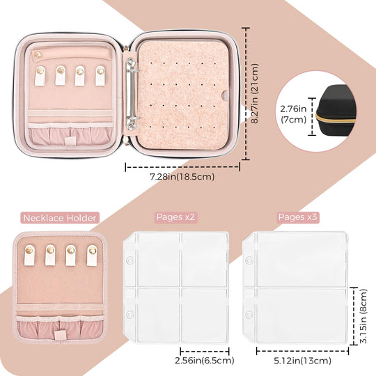 Large Travel Zippered Jewelry Organizer Case