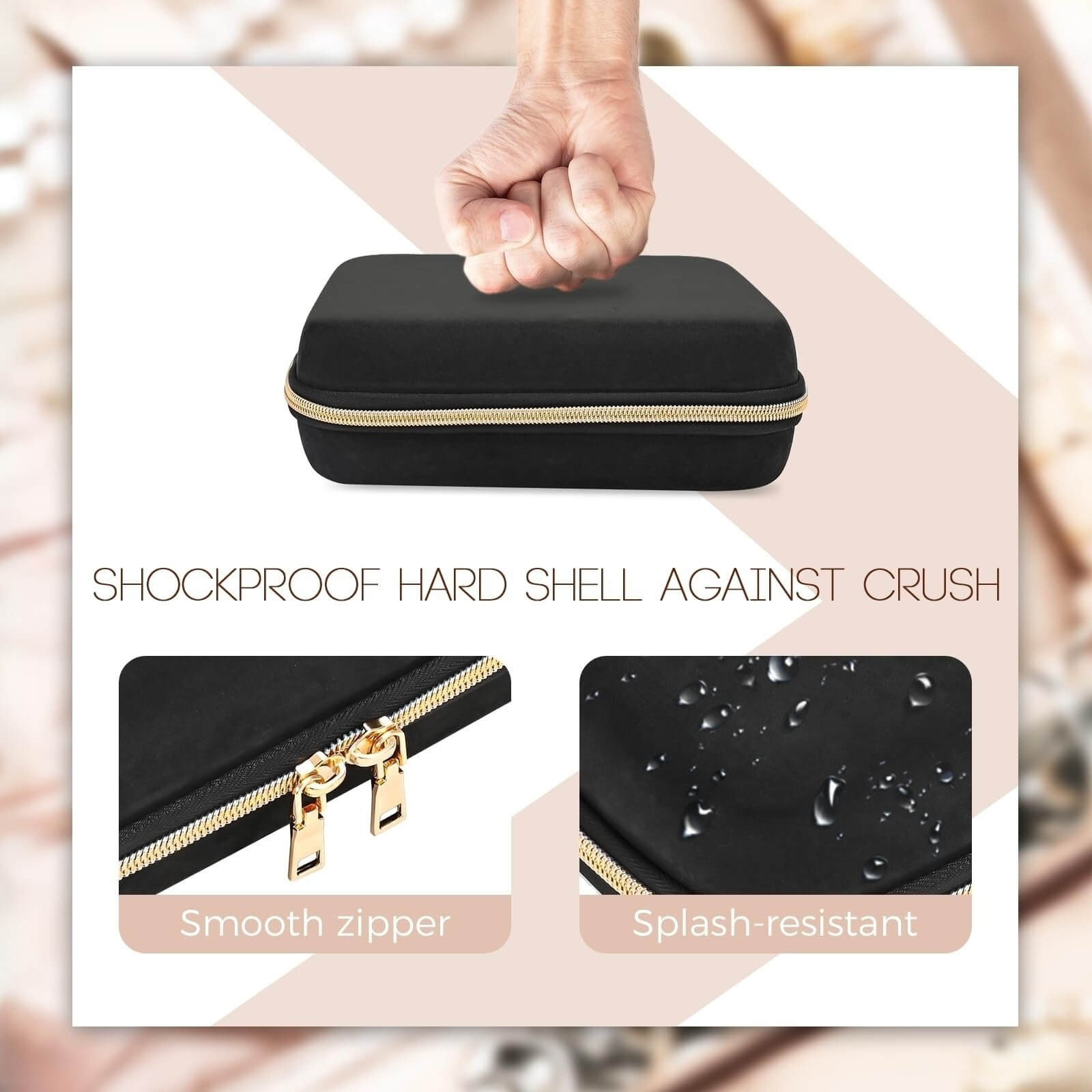 Large Travel Zippered Jewelry Organizer Case