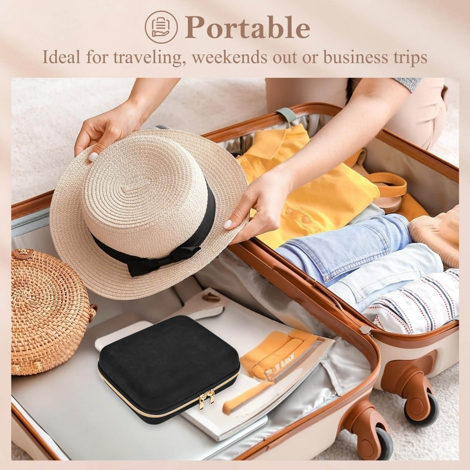 Large Travel Zippered Jewelry Organizer Case