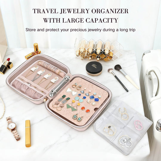 Large Travel Zippered Jewelry Organizer Case