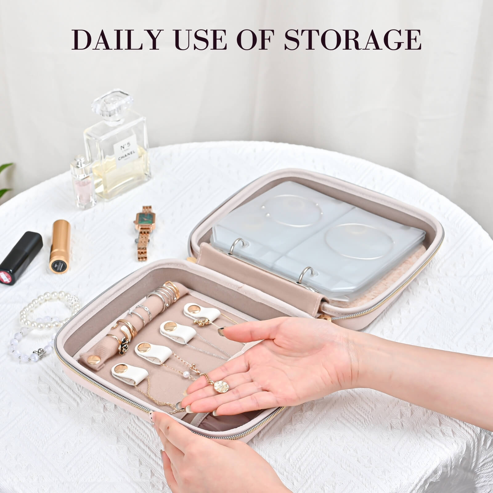 Large Travel Zippered Jewelry Organizer Case