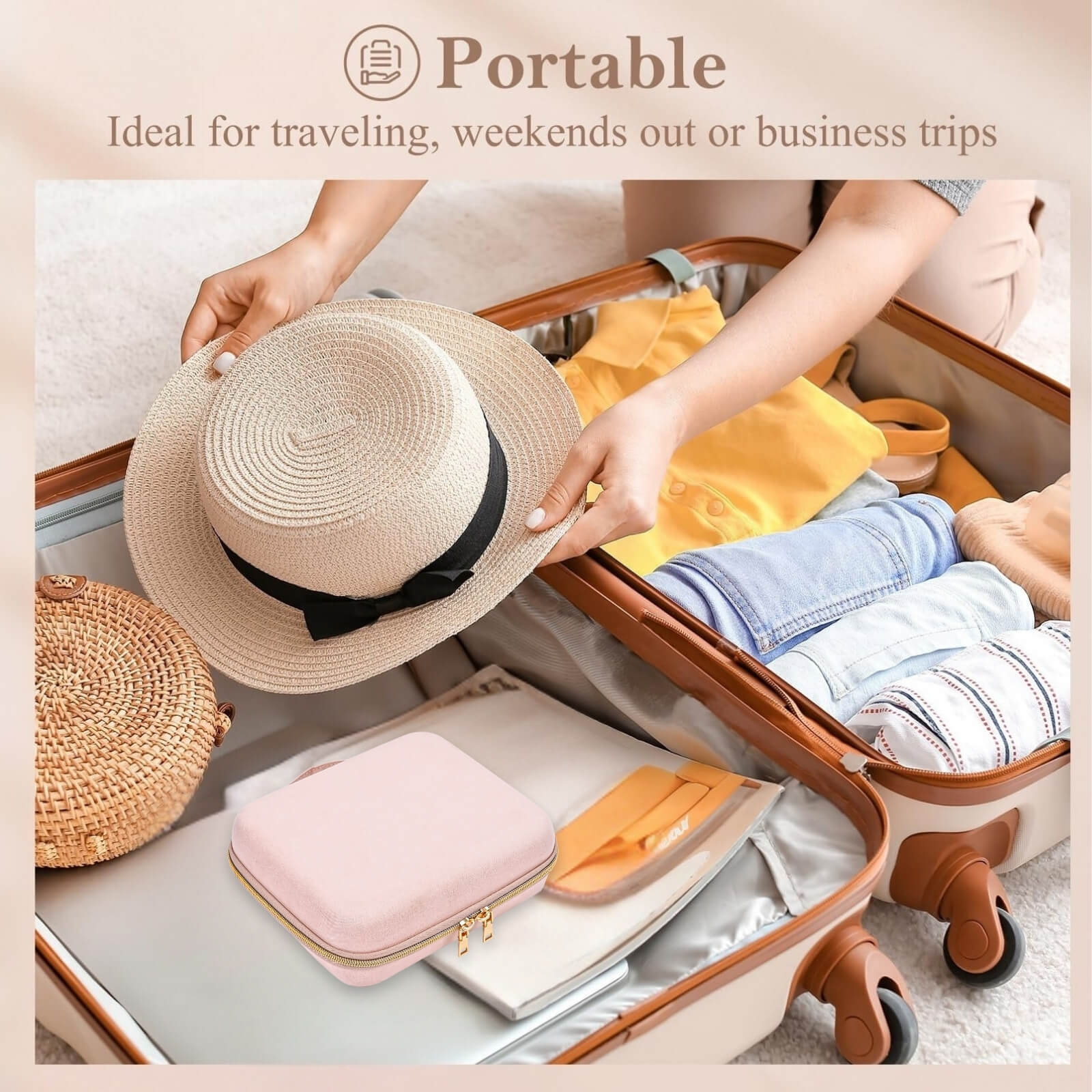 Large Travel Zippered Jewelry Organizer Case
