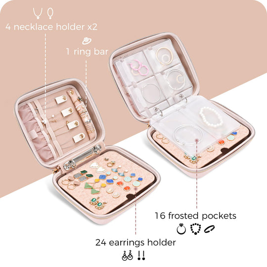 Large Travel Zippered Jewelry Organizer Case