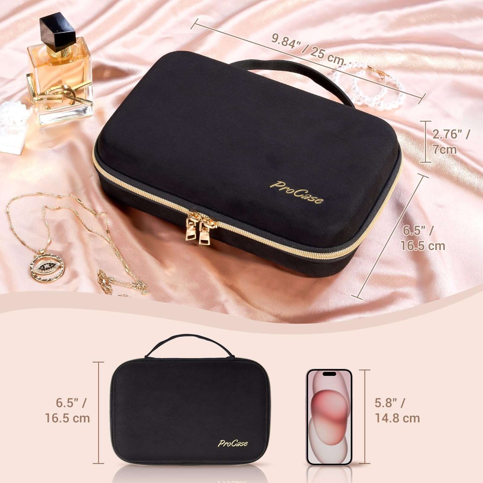 Large Travel Zippered Jewelry Organizer Case