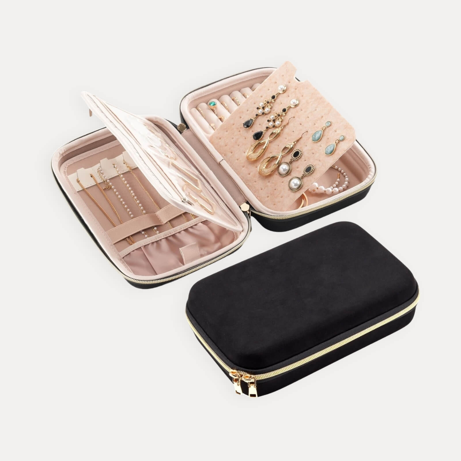 Large Travel Zippered Jewelry Organizer Case