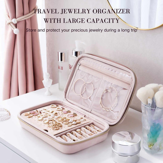 Large Travel Zippered Jewelry Organizer Case