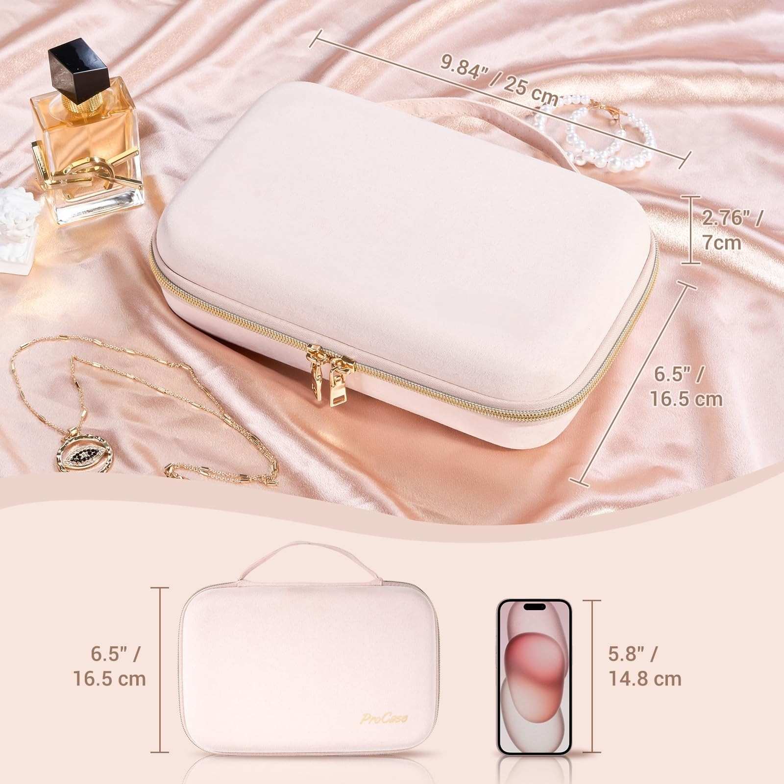 Large Travel Zippered Jewelry Organizer Case