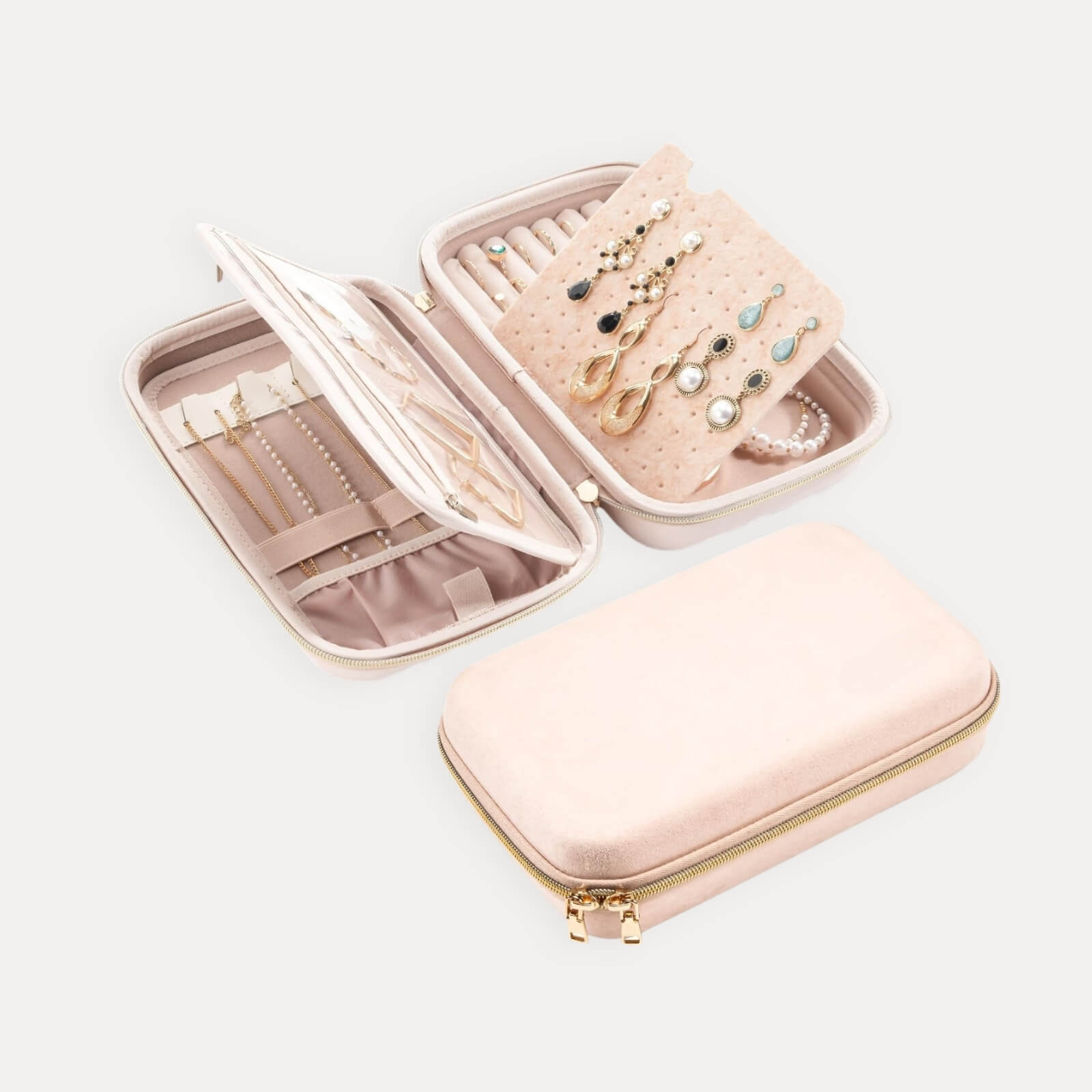 Large Travel Zippered Jewelry Organizer Case