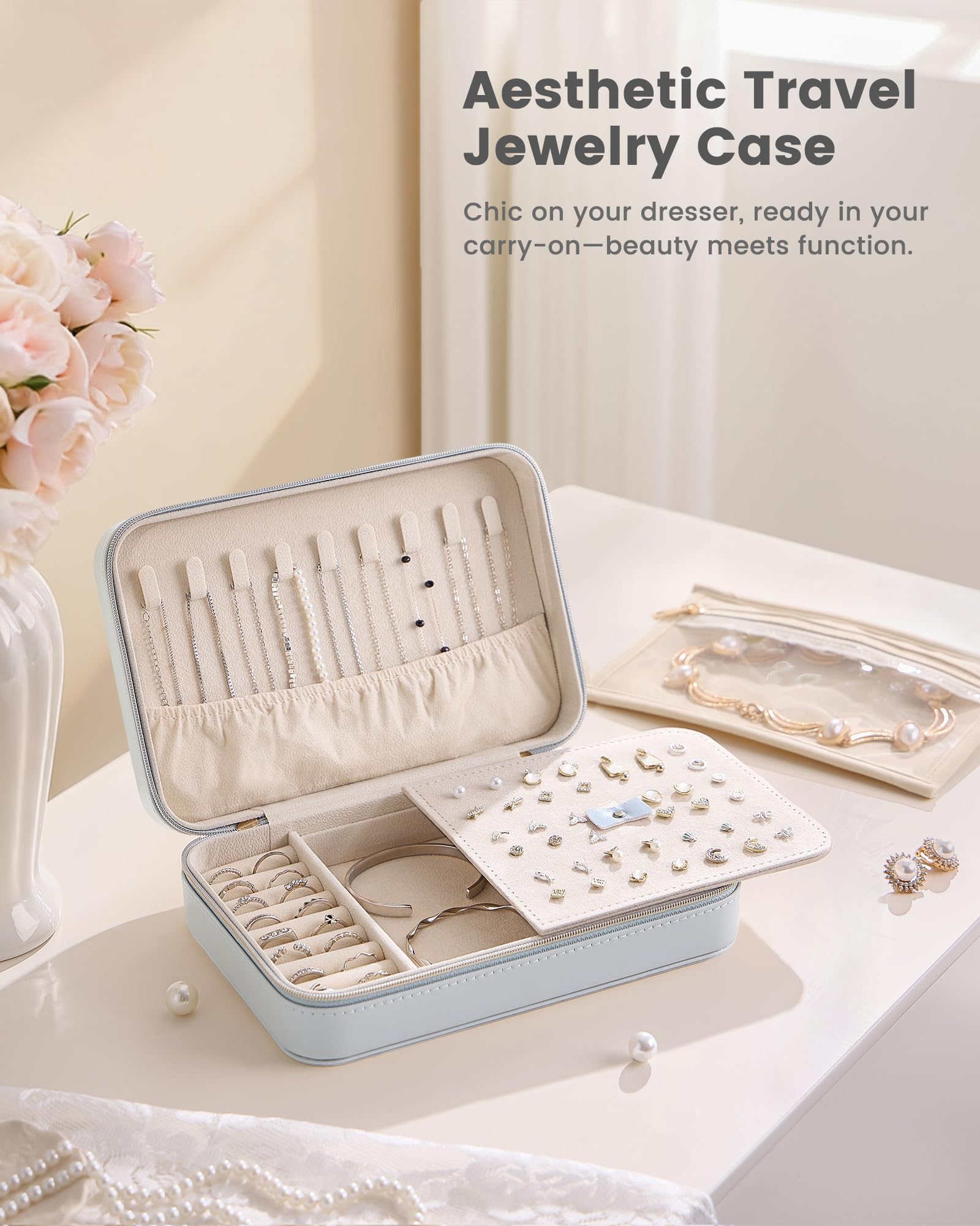 Travel Portable Jewelry Case with Storage Bag