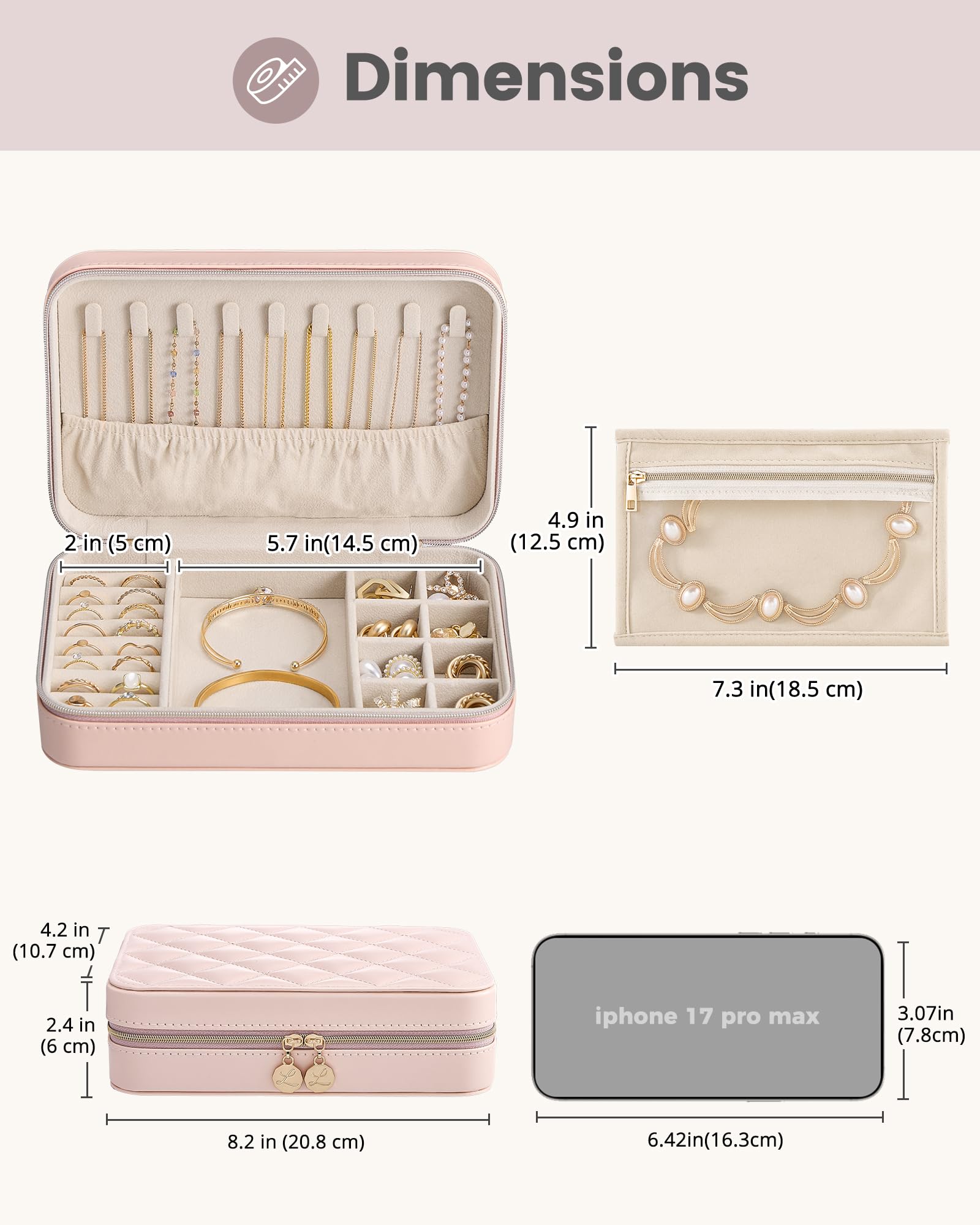 Travel Portable Jewelry Case with Storage Bag