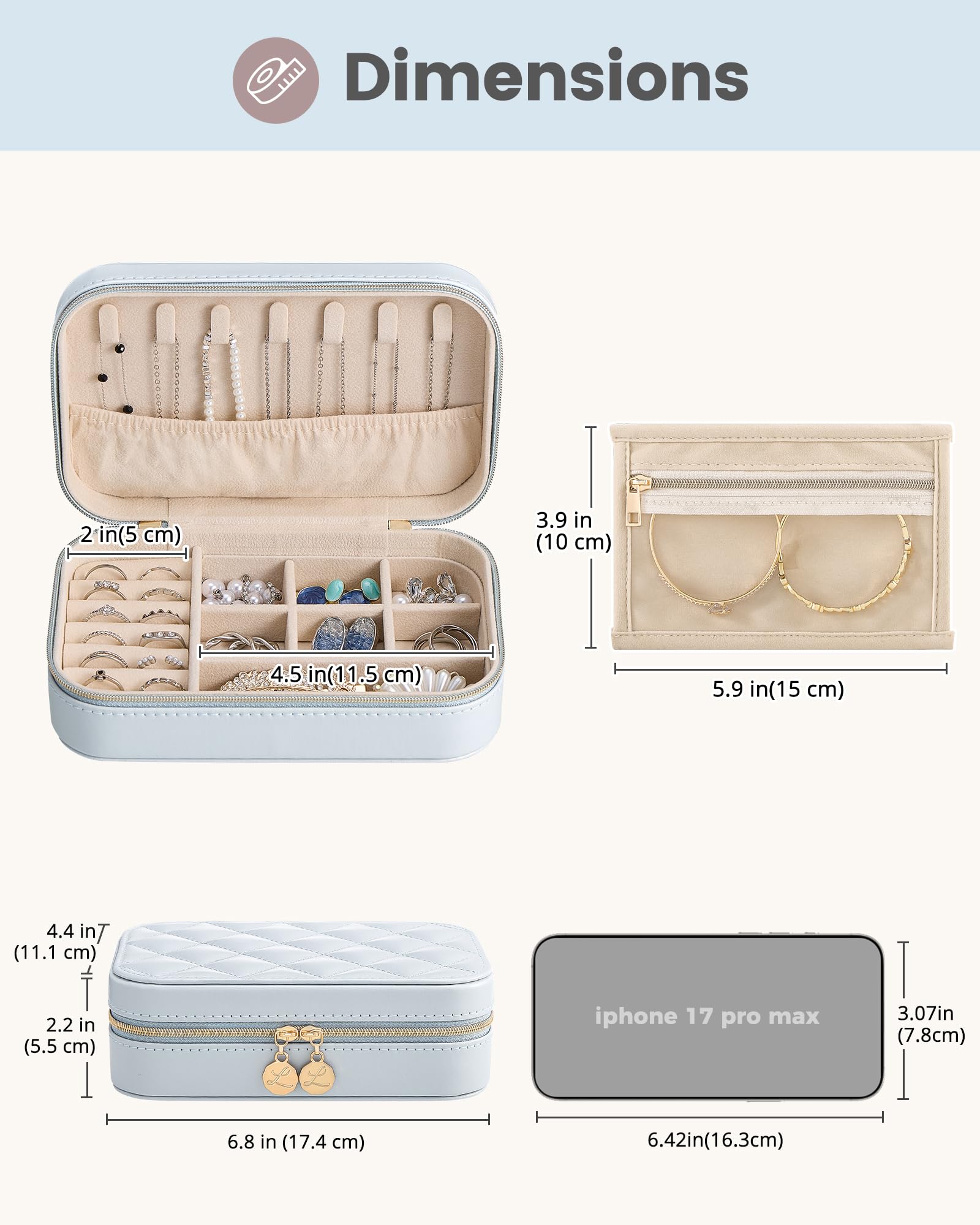 Travel Portable Jewelry Case with Storage Bag