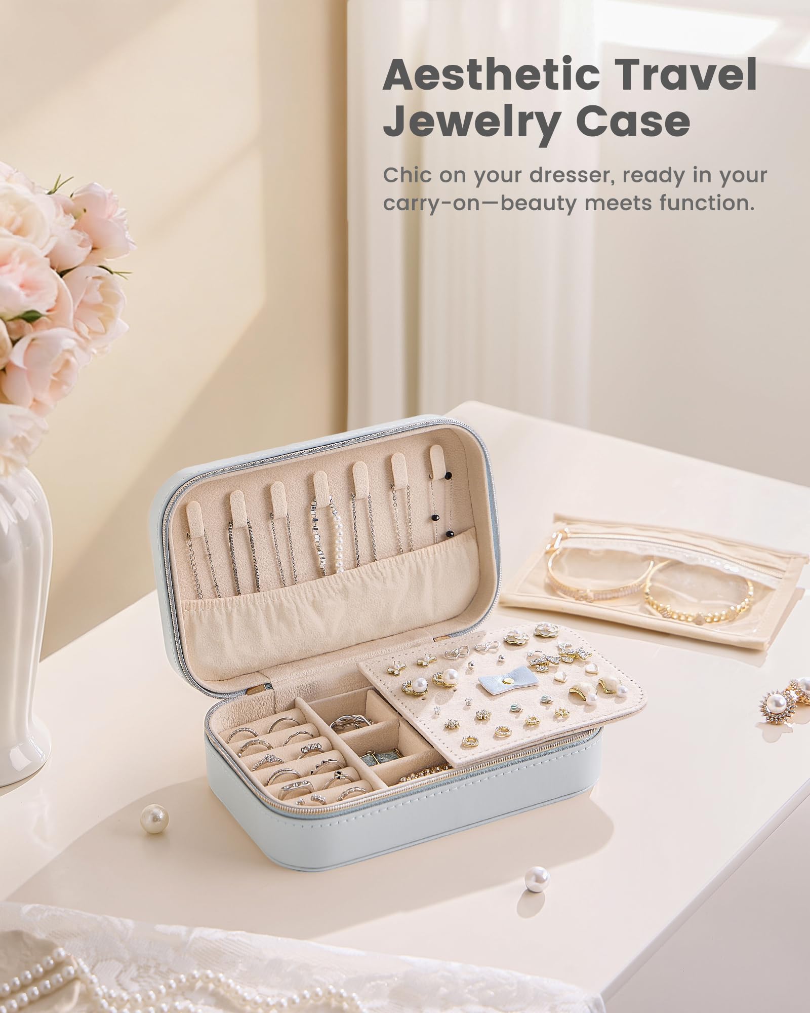 Travel Portable Jewelry Case with Storage Bag