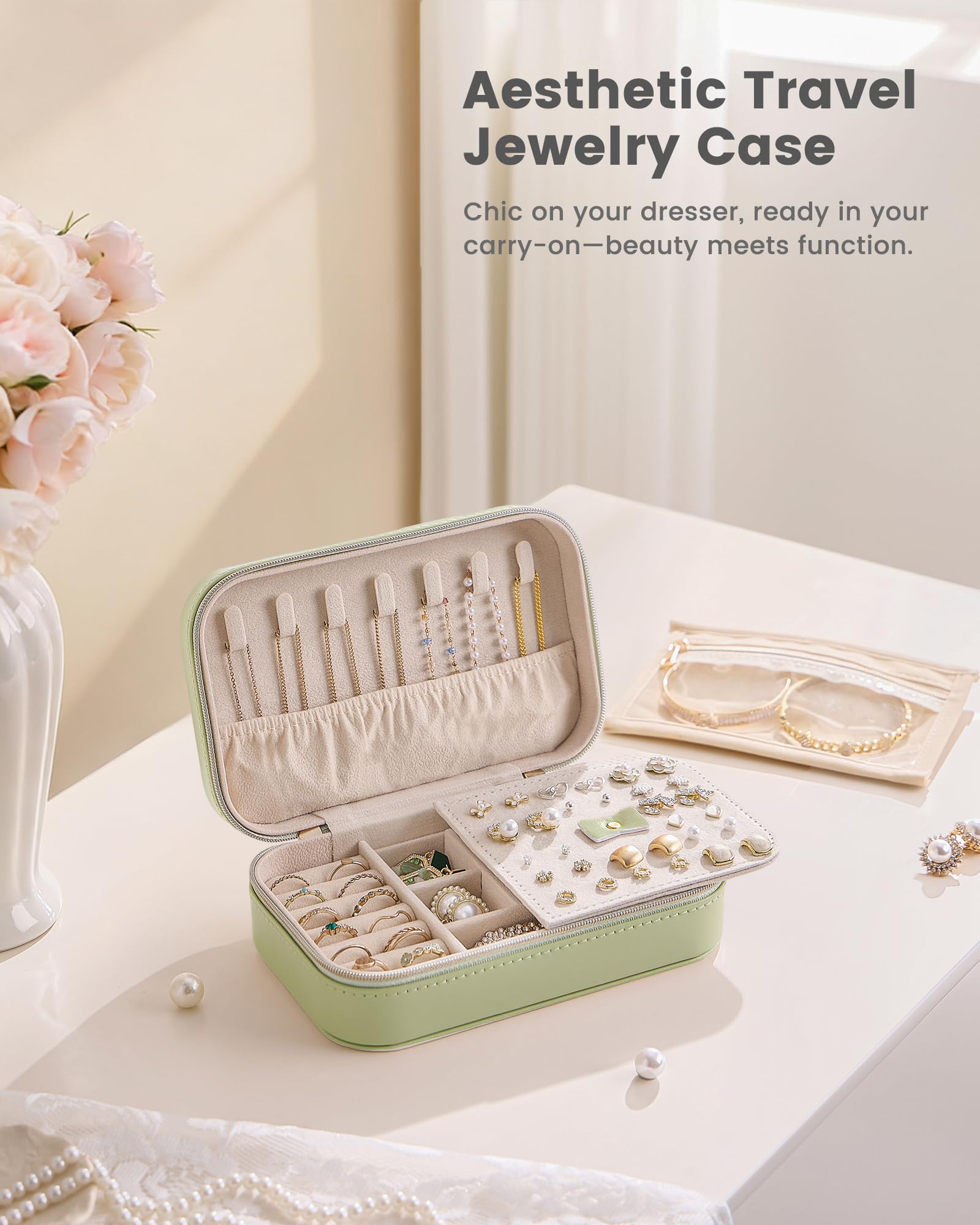 Travel Portable Jewelry Case with Storage Bag