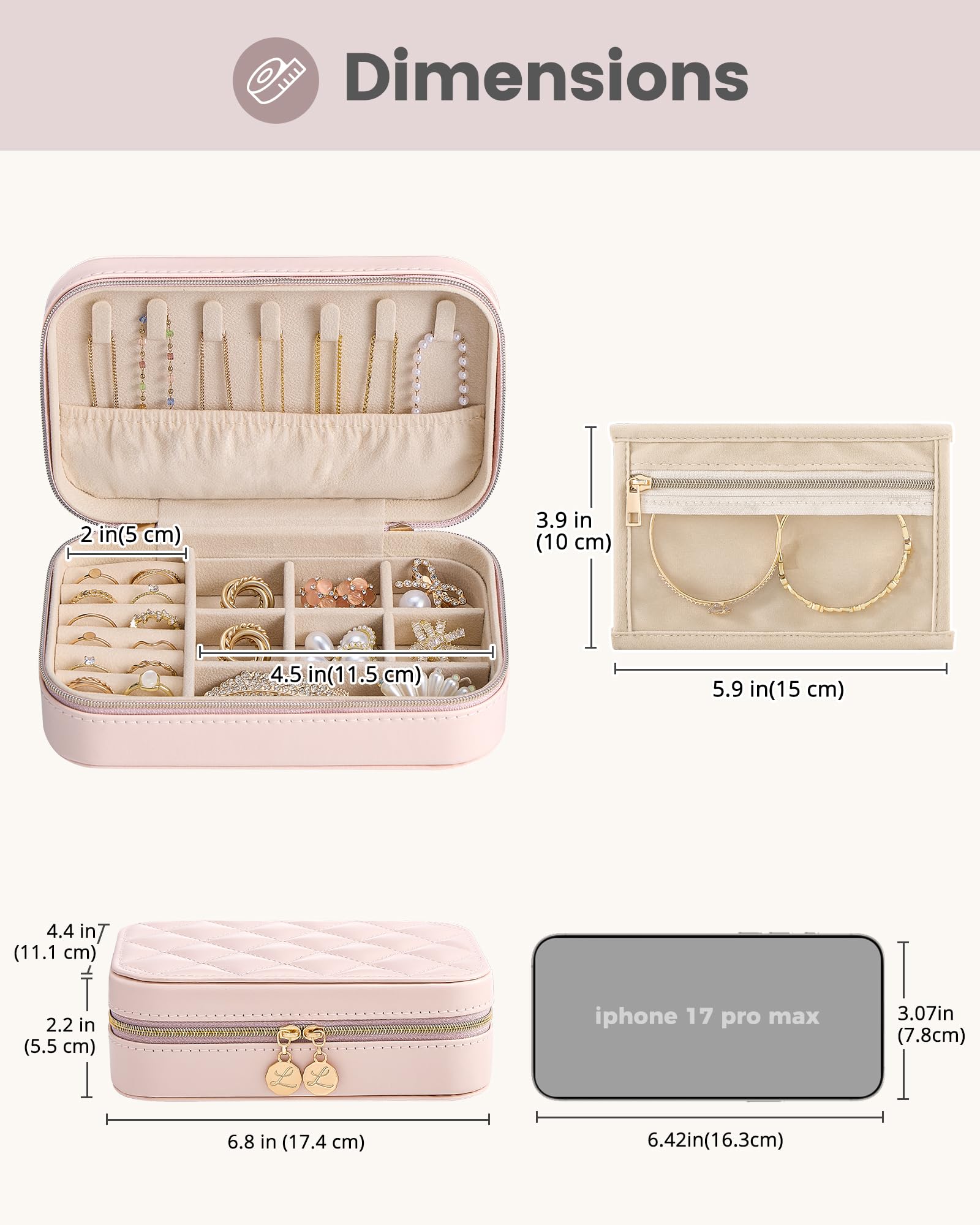 Travel Portable Jewelry Case with Storage Bag