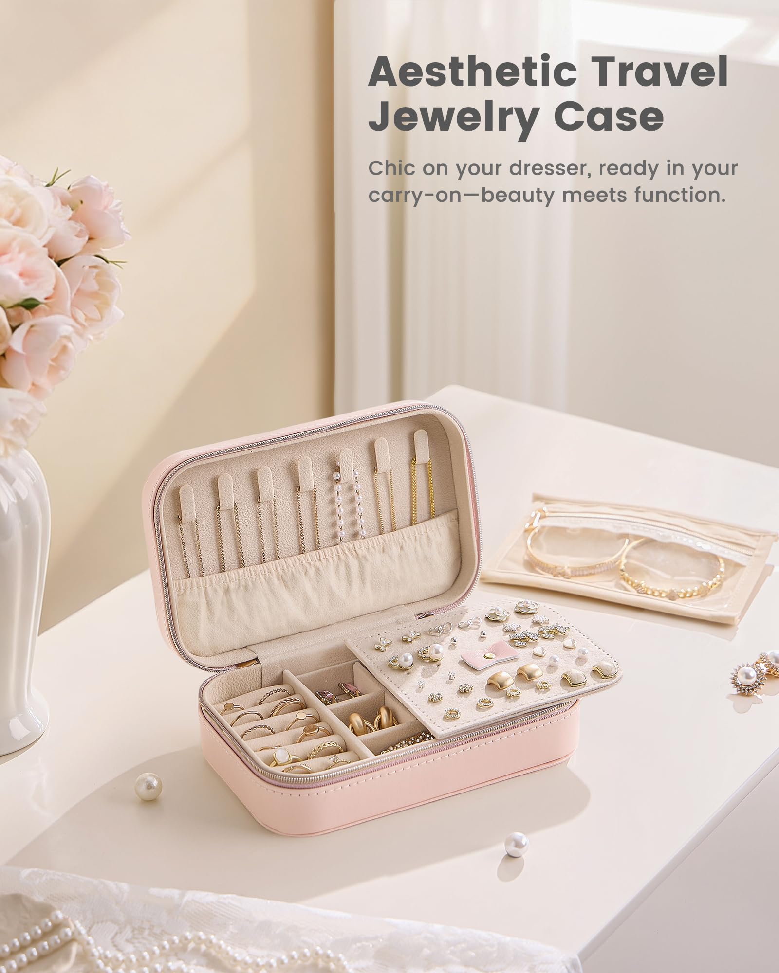 Travel Portable Jewelry Case with Storage Bag