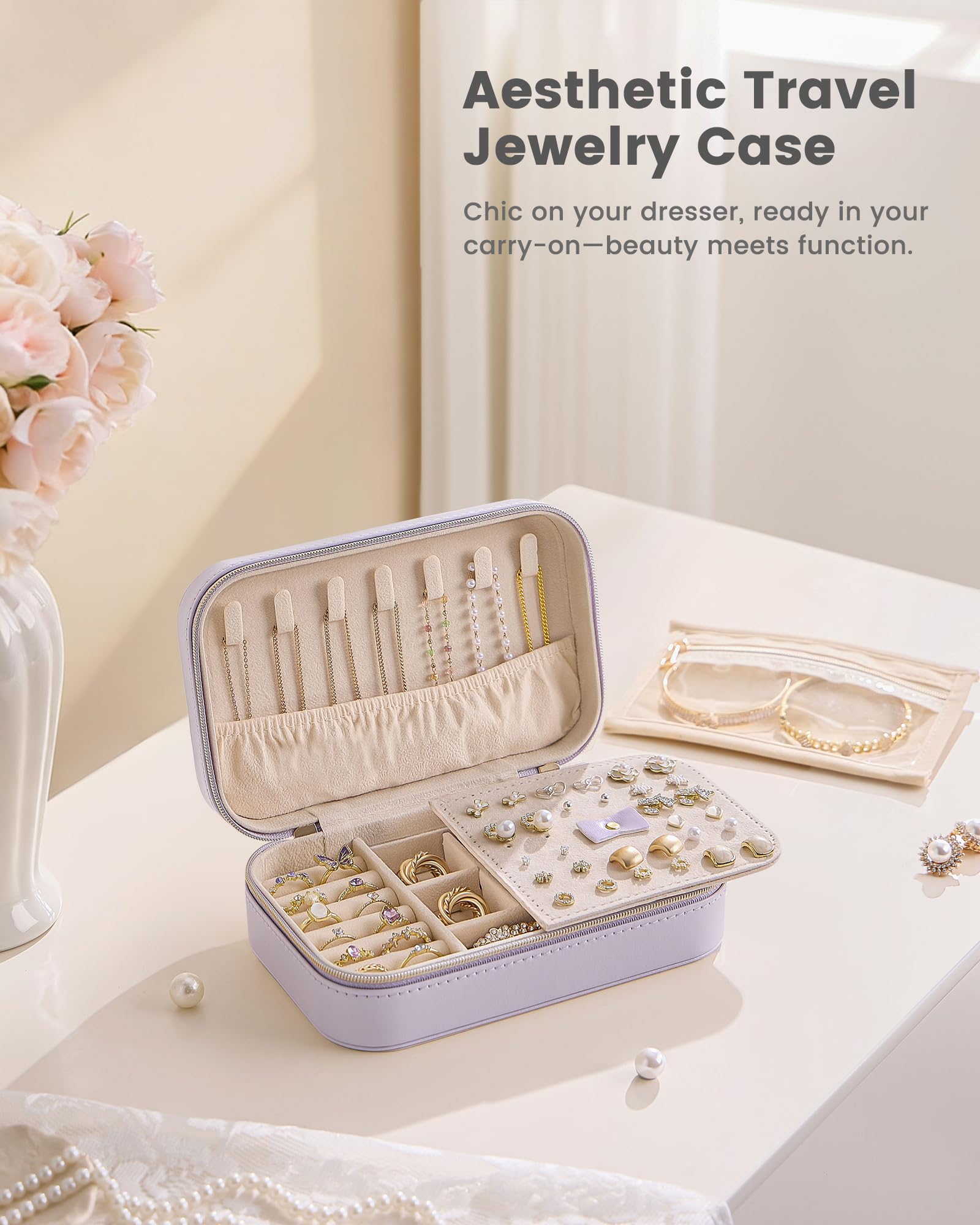 Travel Portable Jewelry Case with Storage Bag