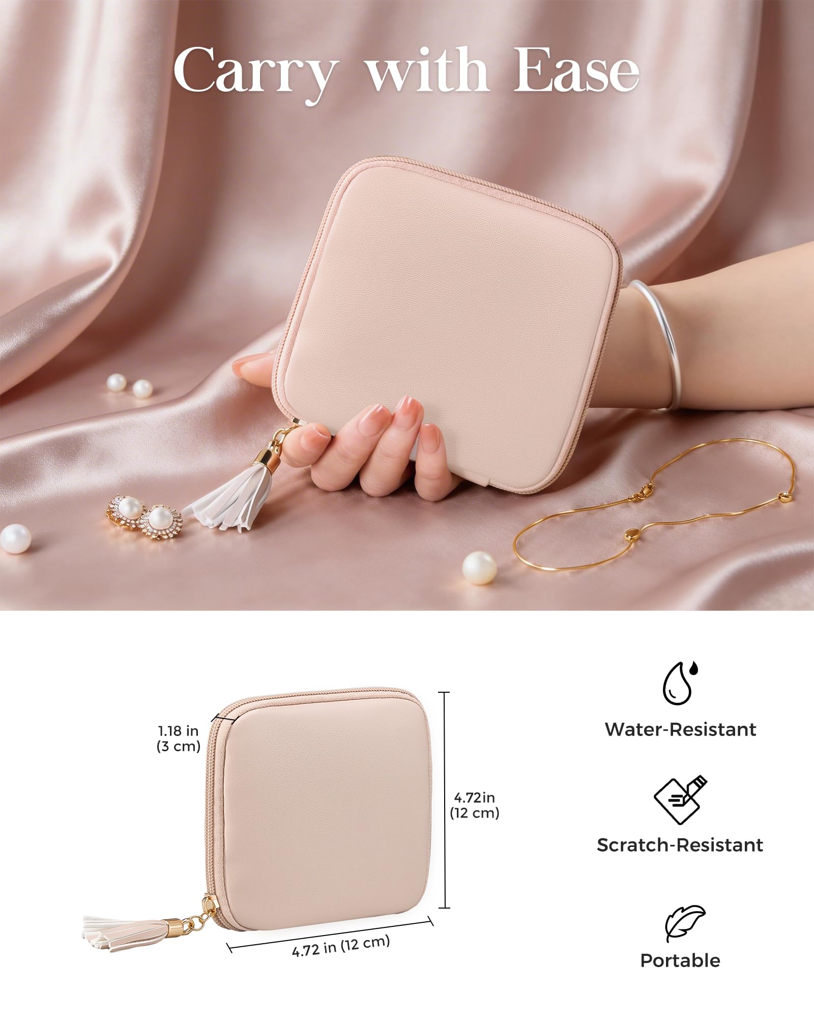 Elegant Travel Jewelry Organizer Pouch with Detachable Compartments