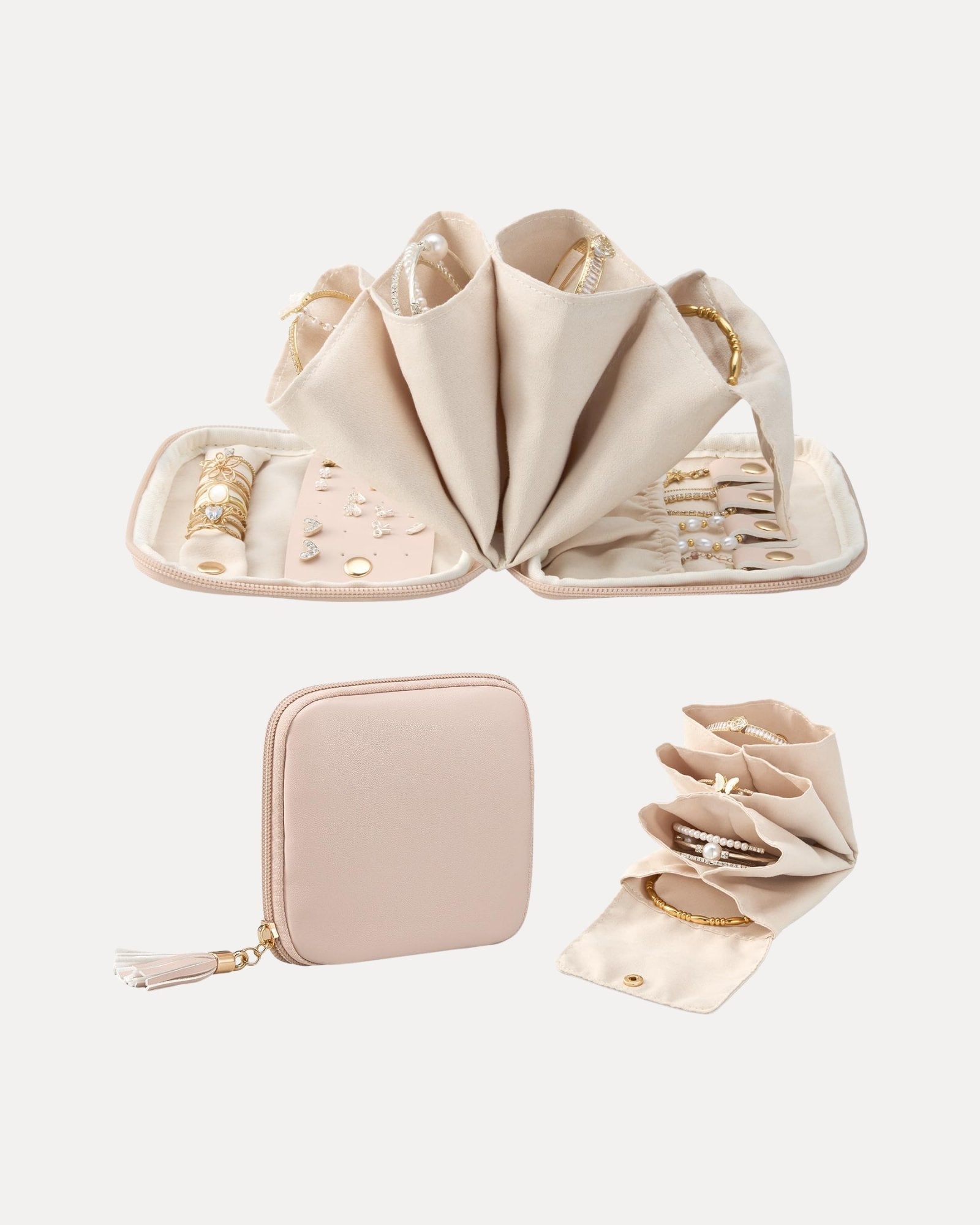 Elegant Travel Jewelry Organizer Pouch with Detachable Compartments