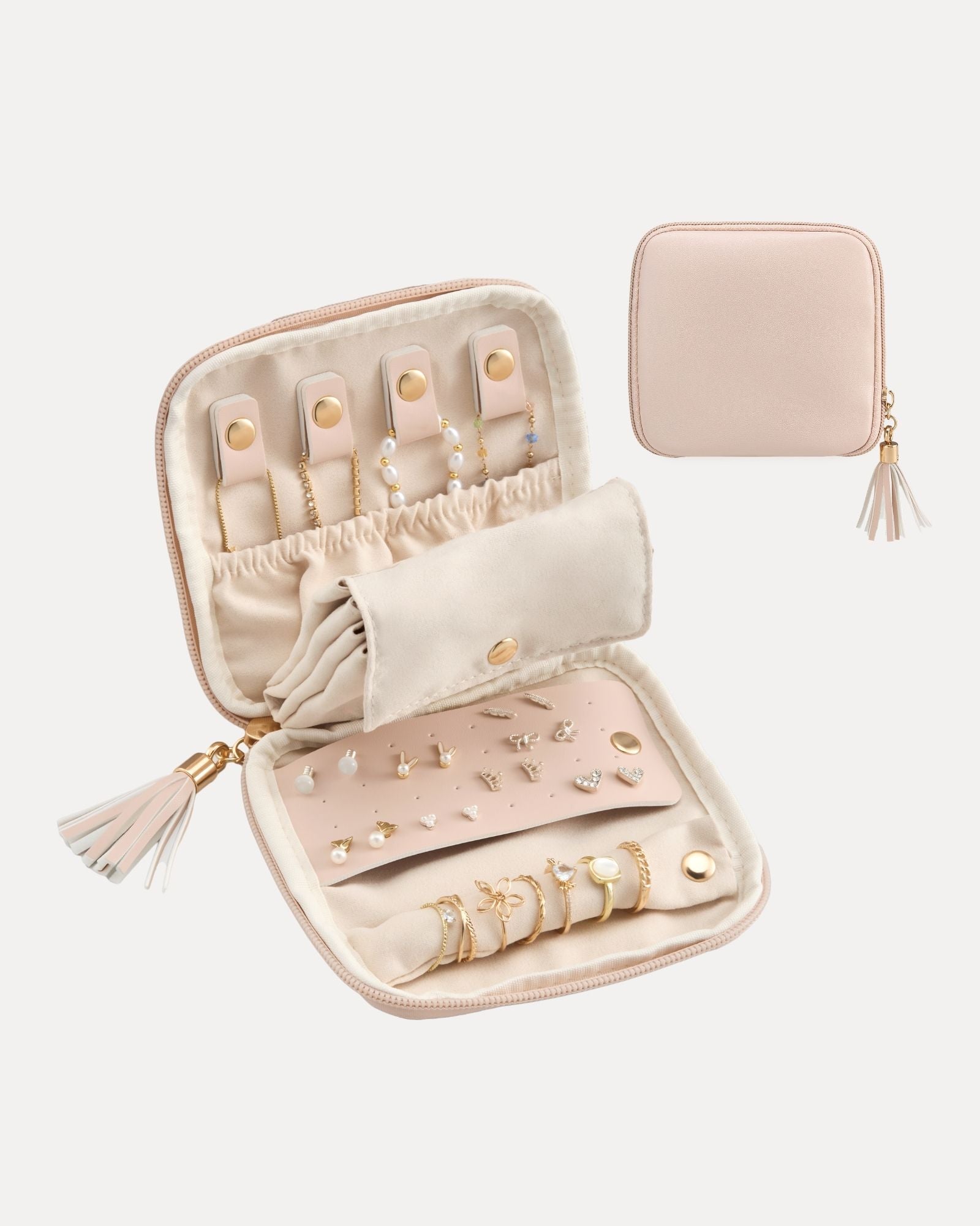Elegant Travel Jewelry Organizer Pouch with Detachable Compartments