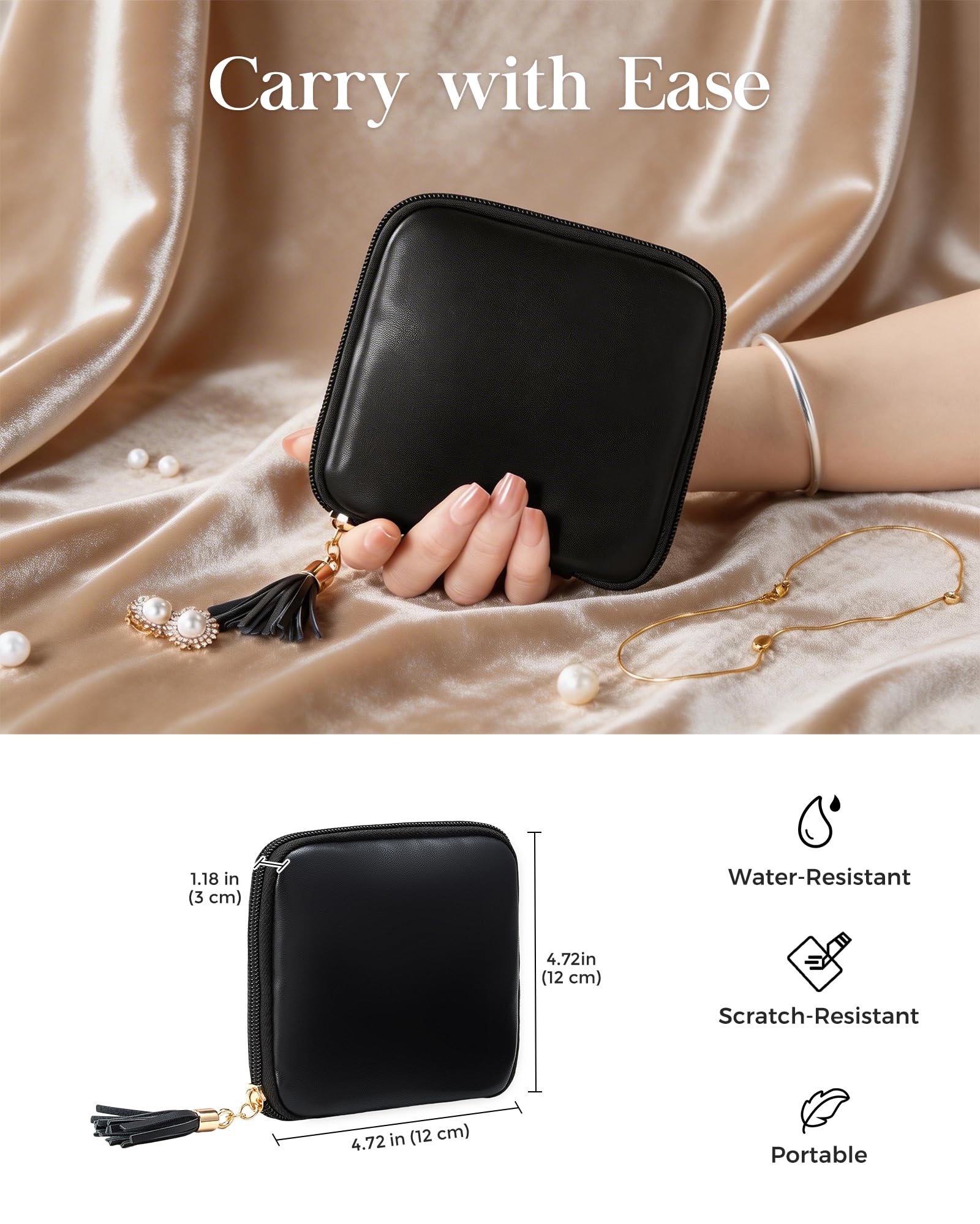 Elegant Travel Jewelry Organizer Pouch with Detachable Compartments